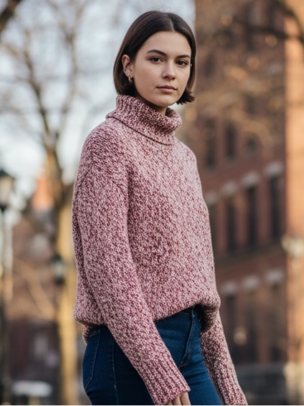 Northern Reflections Marled Red & White Turtleneck Sweater